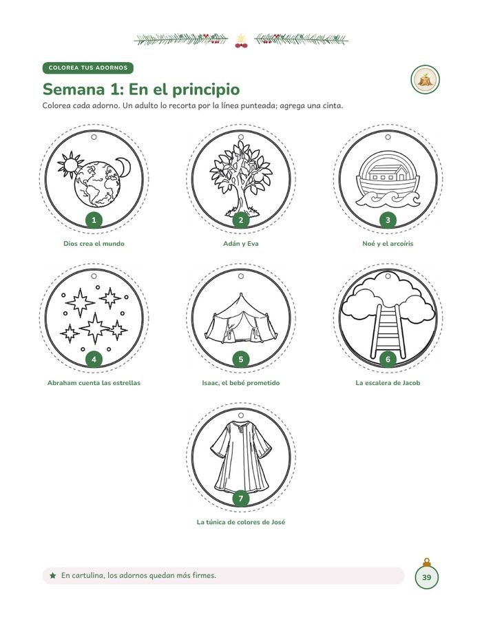 Adornos de la Semana 1 para colorear